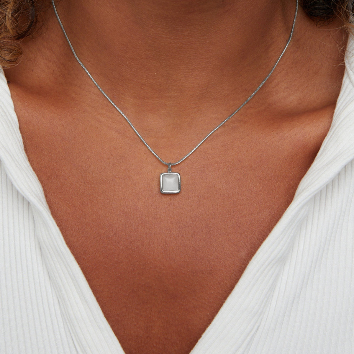 Riva Moon-Pale Drop on a Delicate Chain Necklace