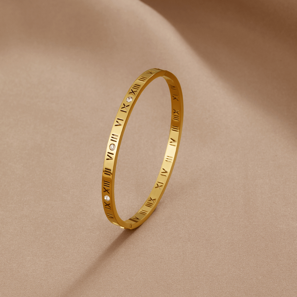 Roman Clean Classic Line Gold-Tone Bangle
