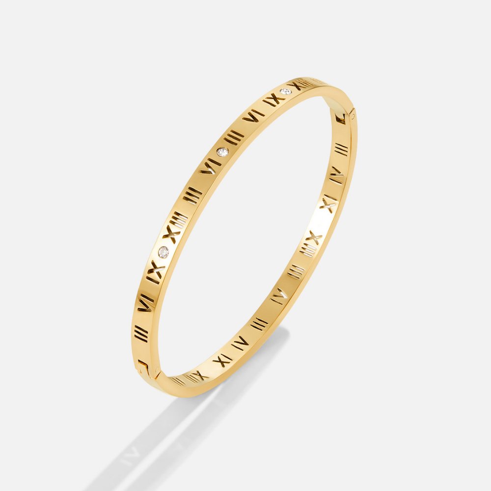 Roman Clean Classic Line Gold-Tone Bangle