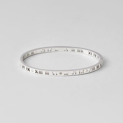 Roman Clean Line Silver-Tone Bangle