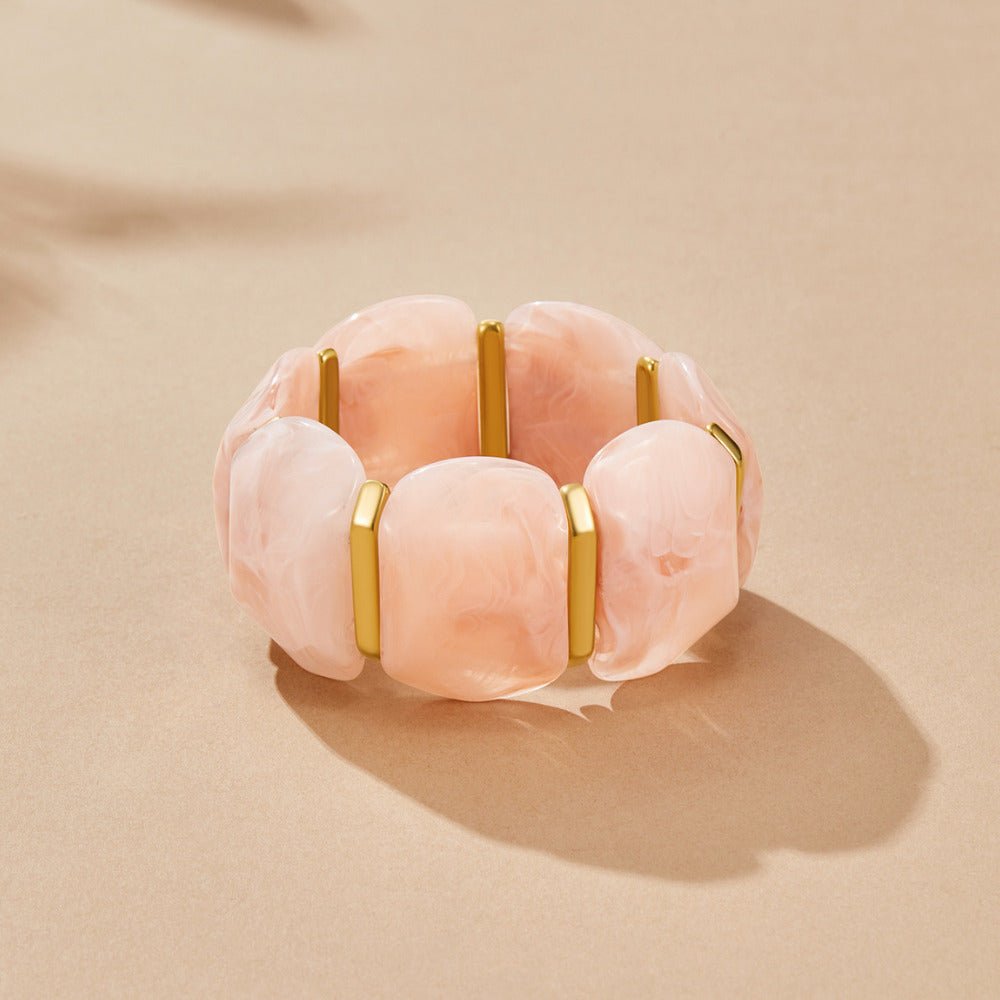 Pale Pink Stone Beaded Stretch Bracelet
