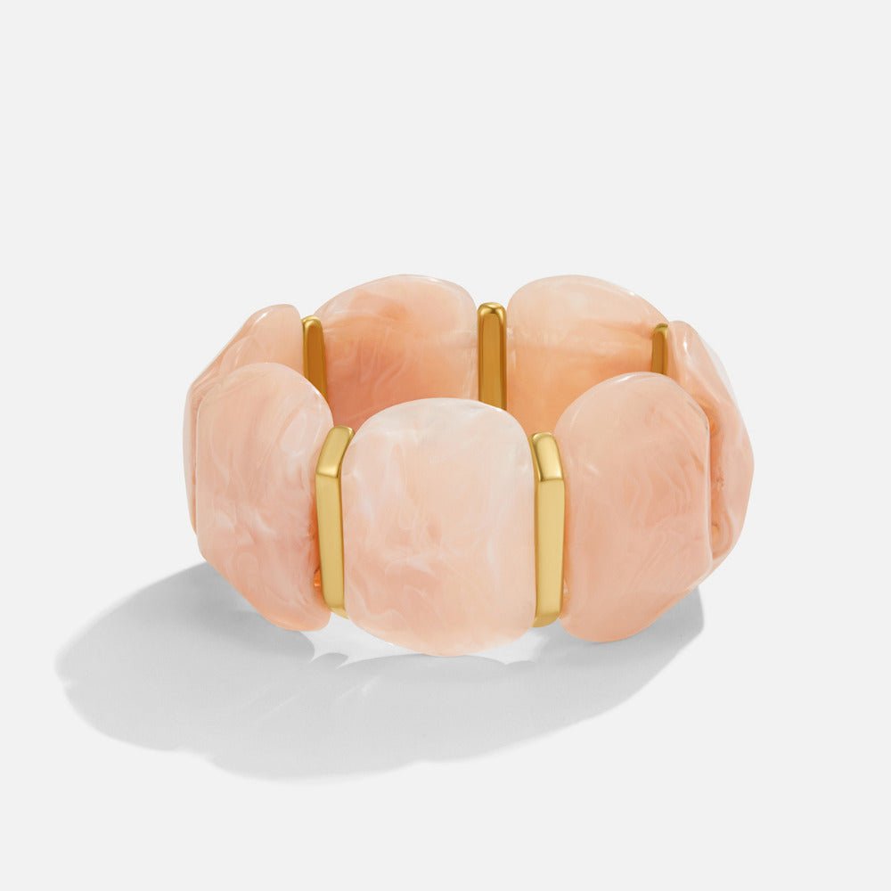 Pale Pink Stone Beaded Stretch Bracelet
