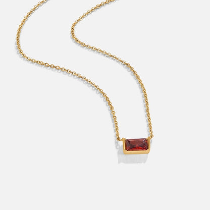 Ruby Red Baguette Cut Crystal Line Necklace