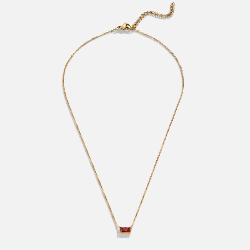 Ruby Red Baguette Cut Crystal Line Necklace