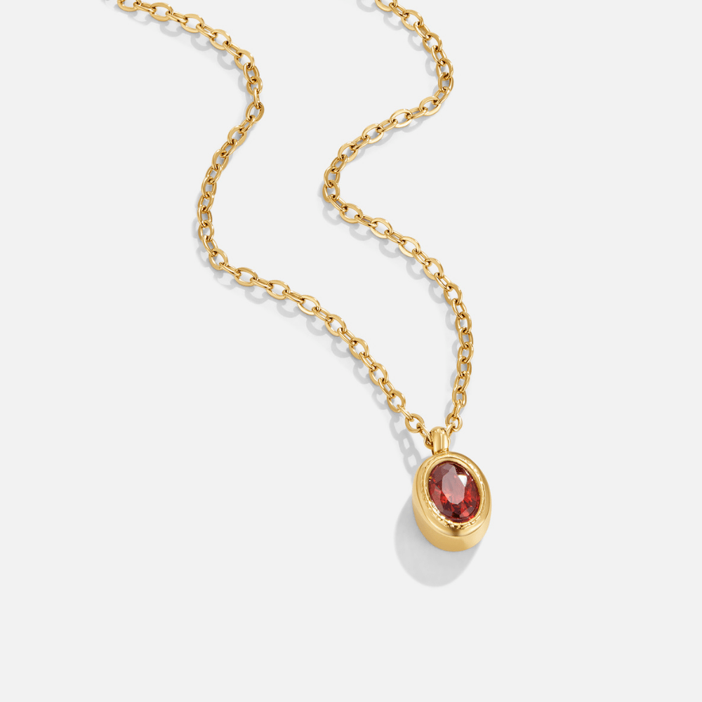 Ruby Red Crystal Solitaire Pendant Necklace