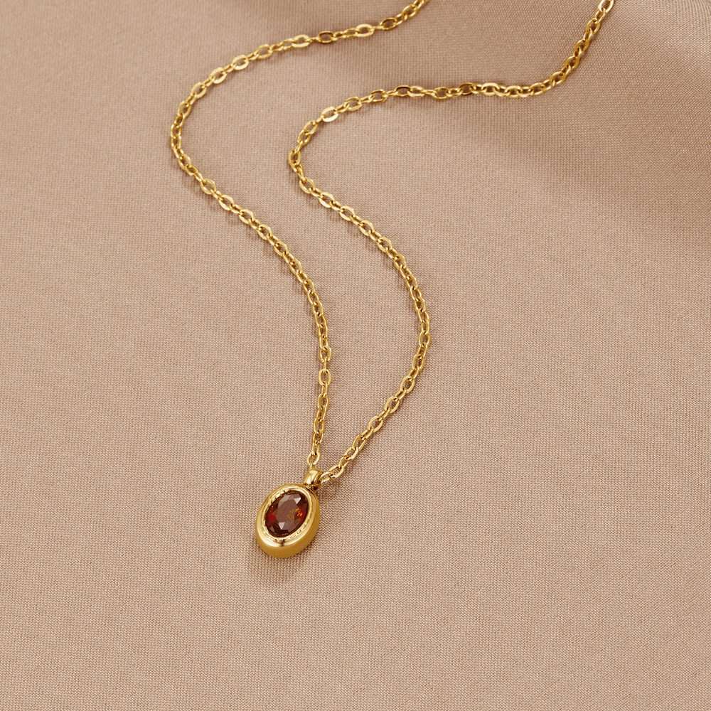 Ruby Red Crystal Solitaire Pendant Necklace