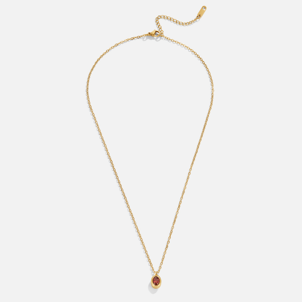 Ruby Red Crystal Solitaire Pendant Necklace