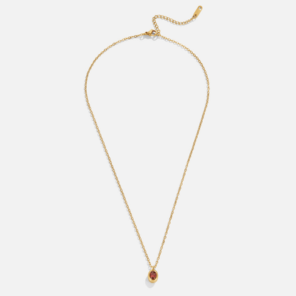 Ruby Red Crystal Solitaire Pendant Necklace