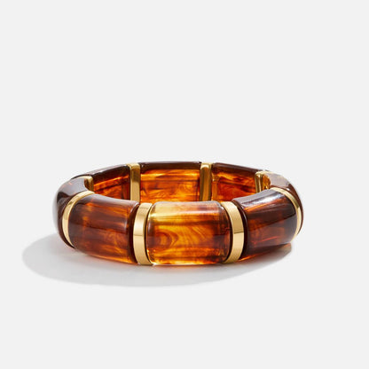 Sabina Warm Amber Brown Marbled Bead Bracelet