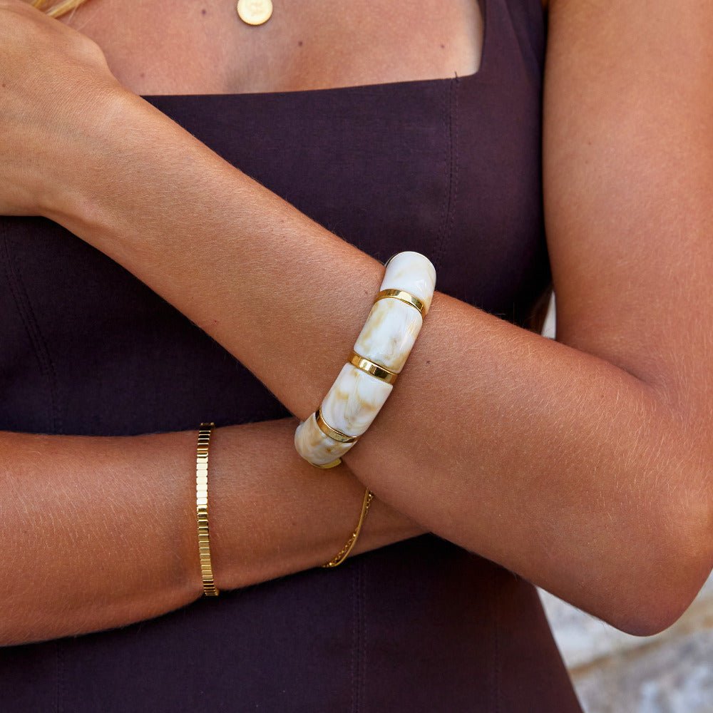 Sabina Marbled White Bead Bracelet