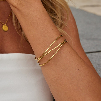 Sabrina Stacked Fine Band Gold-Tone Bangle