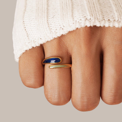 Safira Cool Blue Stone Adjustable Wrap Ring