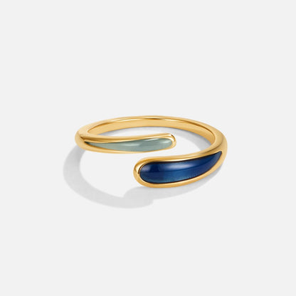 Safira Cool Blue Stone Adjustable Wrap Ring