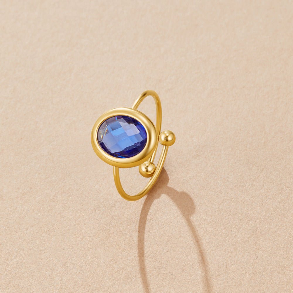 Cornflower Blue Crystal Gold-Tone Band Ring