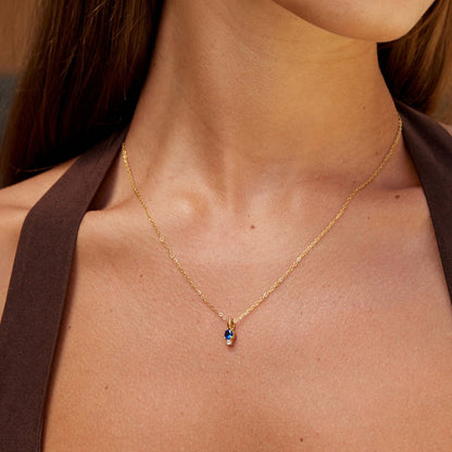 Deep Midnight Blue Drop Pendant Necklace