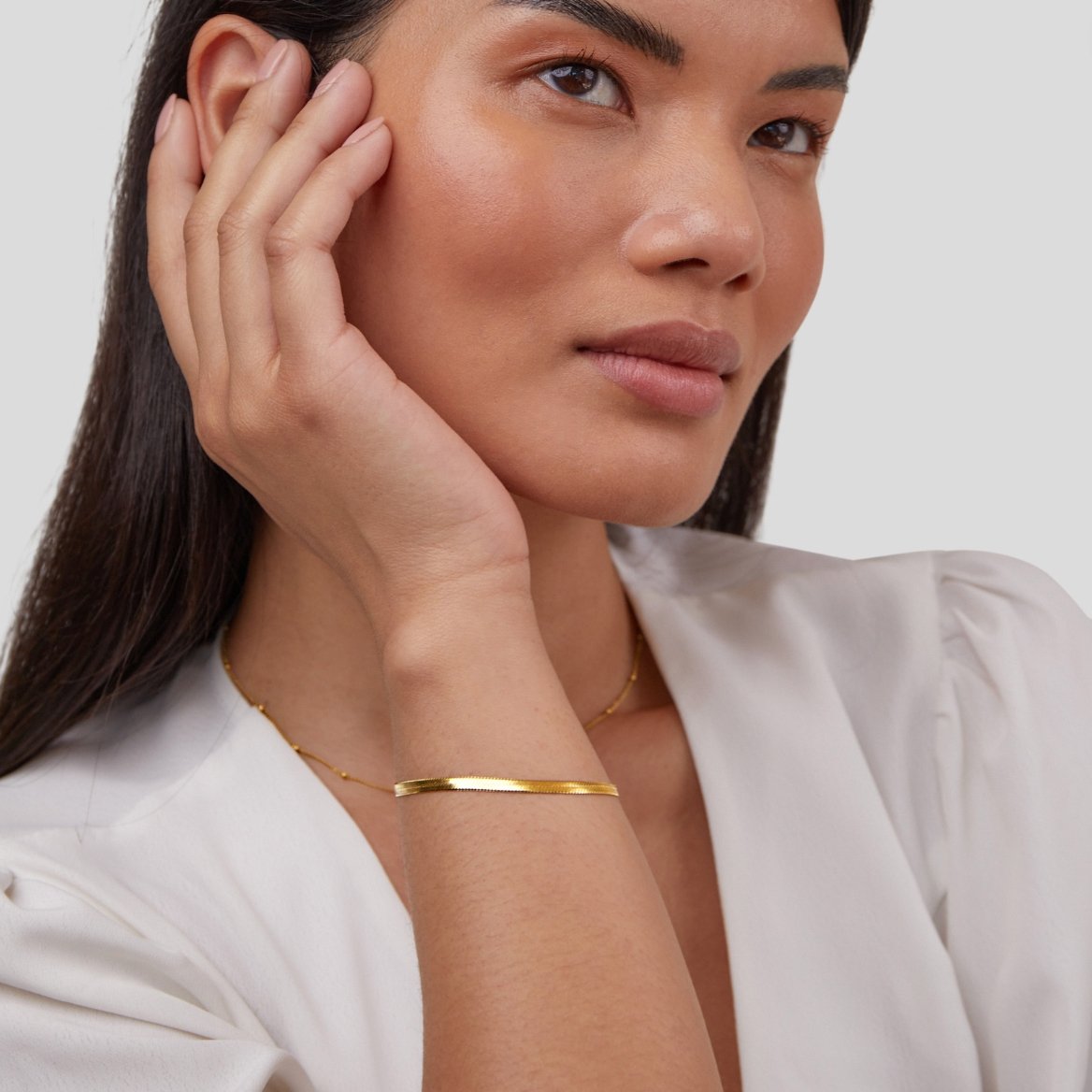 Sarya Flat Snake Link Gold-Tone Bracelet