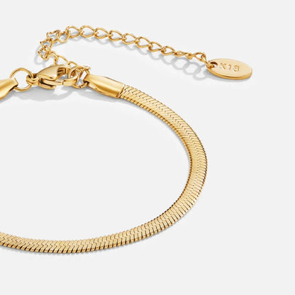 Sarya Flat Snake Link Gold-Tone Bracelet