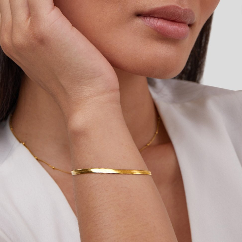 Sarya Flat Snake Link Gold-Tone Bracelet