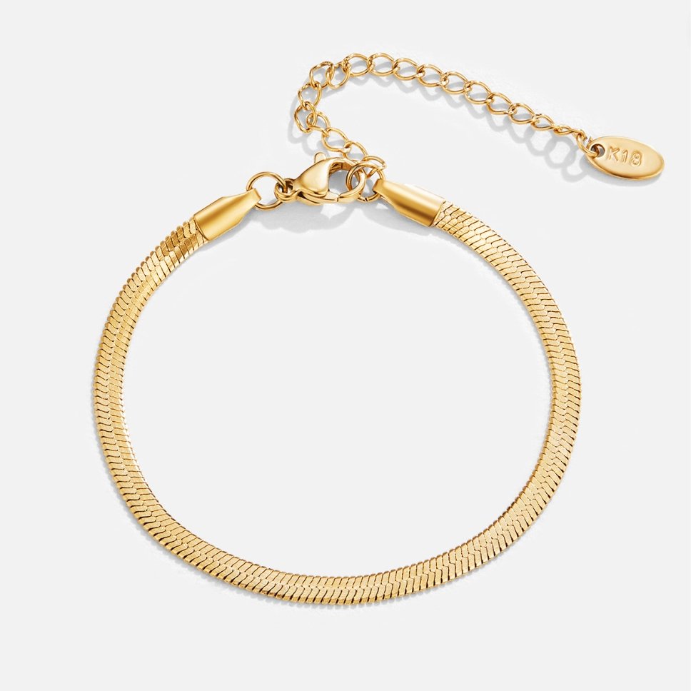 Sarya Flat Snake Link Gold-Tone Bracelet