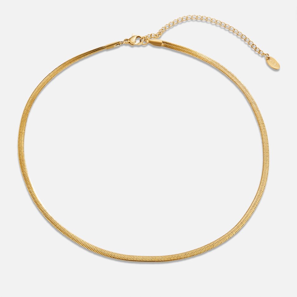 Sarya Flat Snake-Link Gold-Tone Chain Necklace