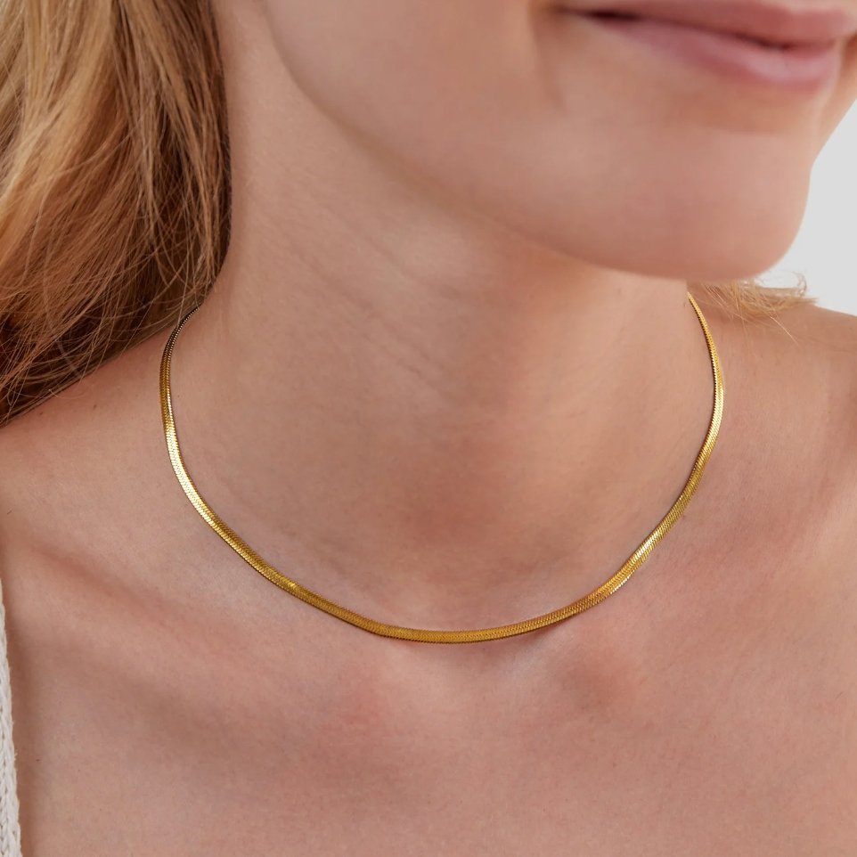 Sarya Flat Snake-Link Gold-Tone Chain Necklace