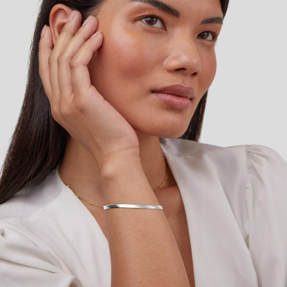 Sarya Sleek Silver-Tone Serpentine Bracelet