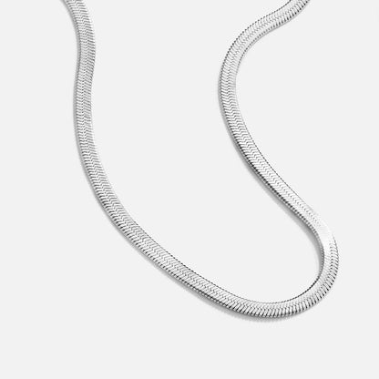 Sarya Flat Snake Chain Silver-Tone Necklace