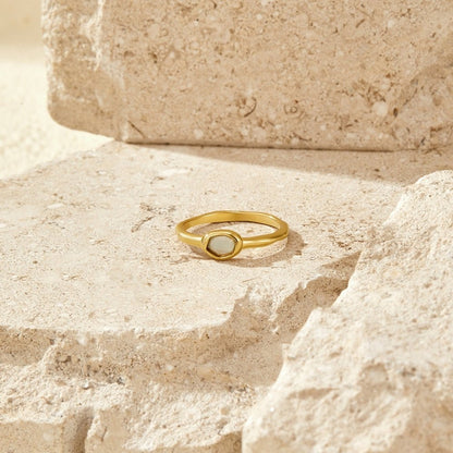 Selene Gold-Tone Ring with a Milky Shimmer
