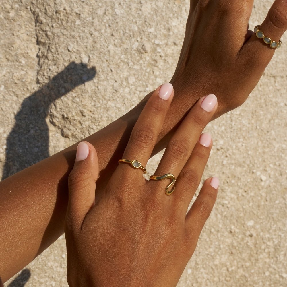 Selene Gold-Tone Ring with a Milky Shimmer