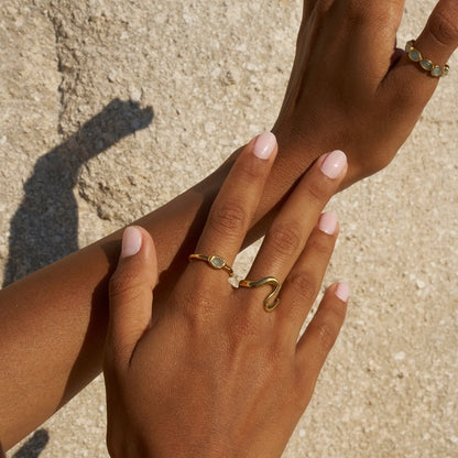 Selene Gold-Tone Ring with a Milky Shimmer