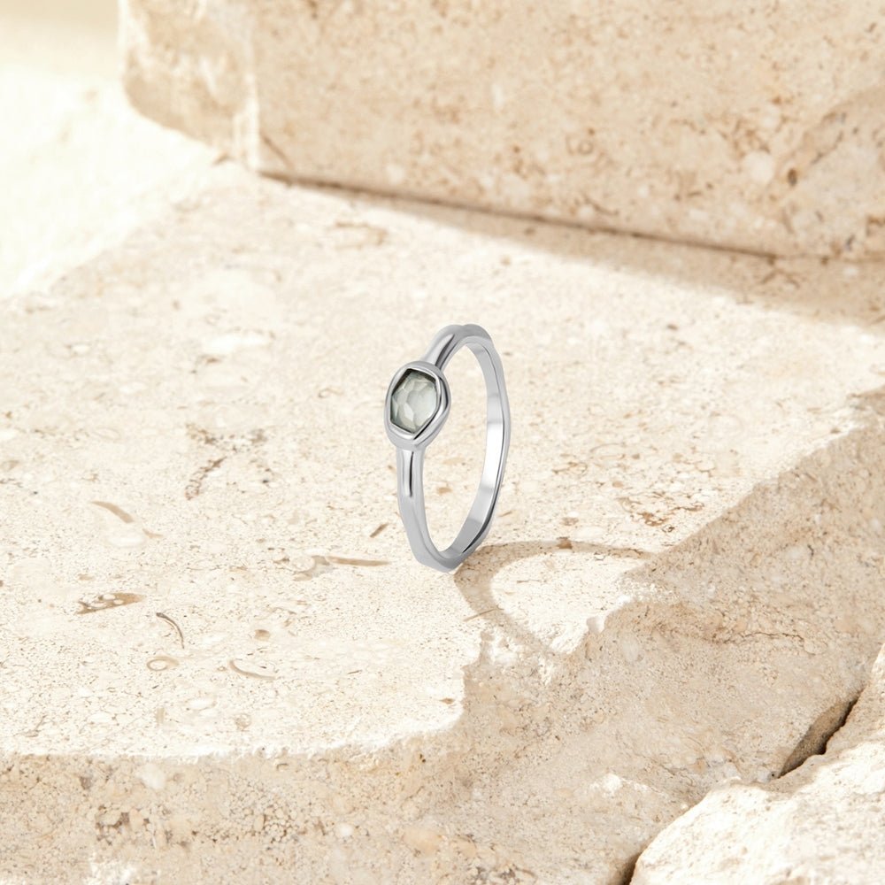 Selene Silver-Tone Ring with a Milky Shimmer