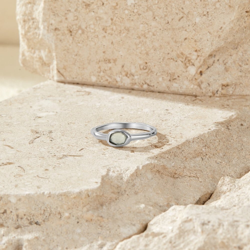Selene Silver-Tone Ring with a Milky Shimmer