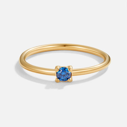 September Birth Month Blue Stone Gold-Tone Ring
