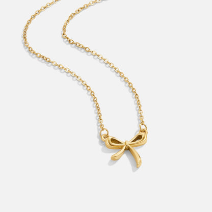 Serenity Small Ribbon Bow Pendant Necklace