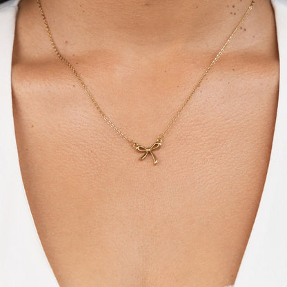 Serenity Small Ribbon Bow Pendant Necklace