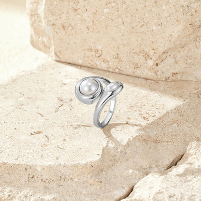 Amara Single Pearl Silver-Tone Open Wrap Ring