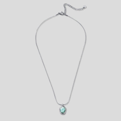 Cool Blue Stone Silver-Tone Pendant Necklace