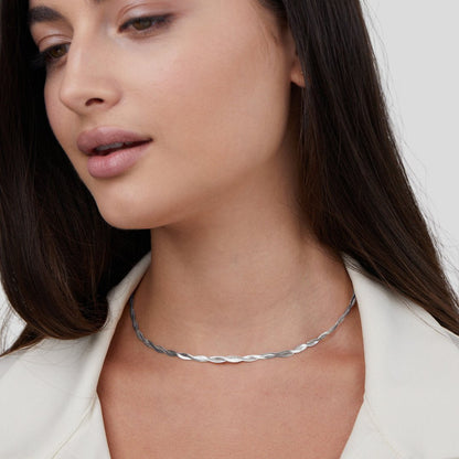 Chiara Twisted Snake Link Silver-Tone Necklace