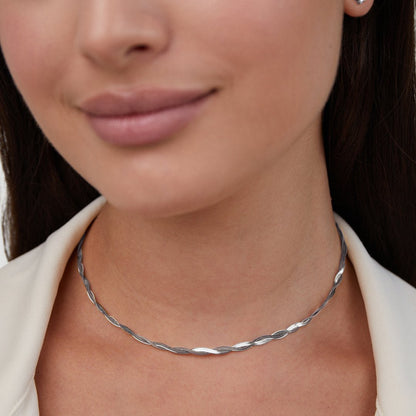 Chiara Twisted Snake Link Silver-Tone Necklace