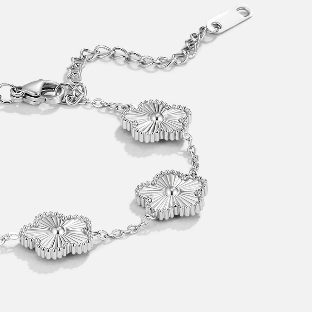 Small Clover Charm Silver-Tone Chain Bracelet