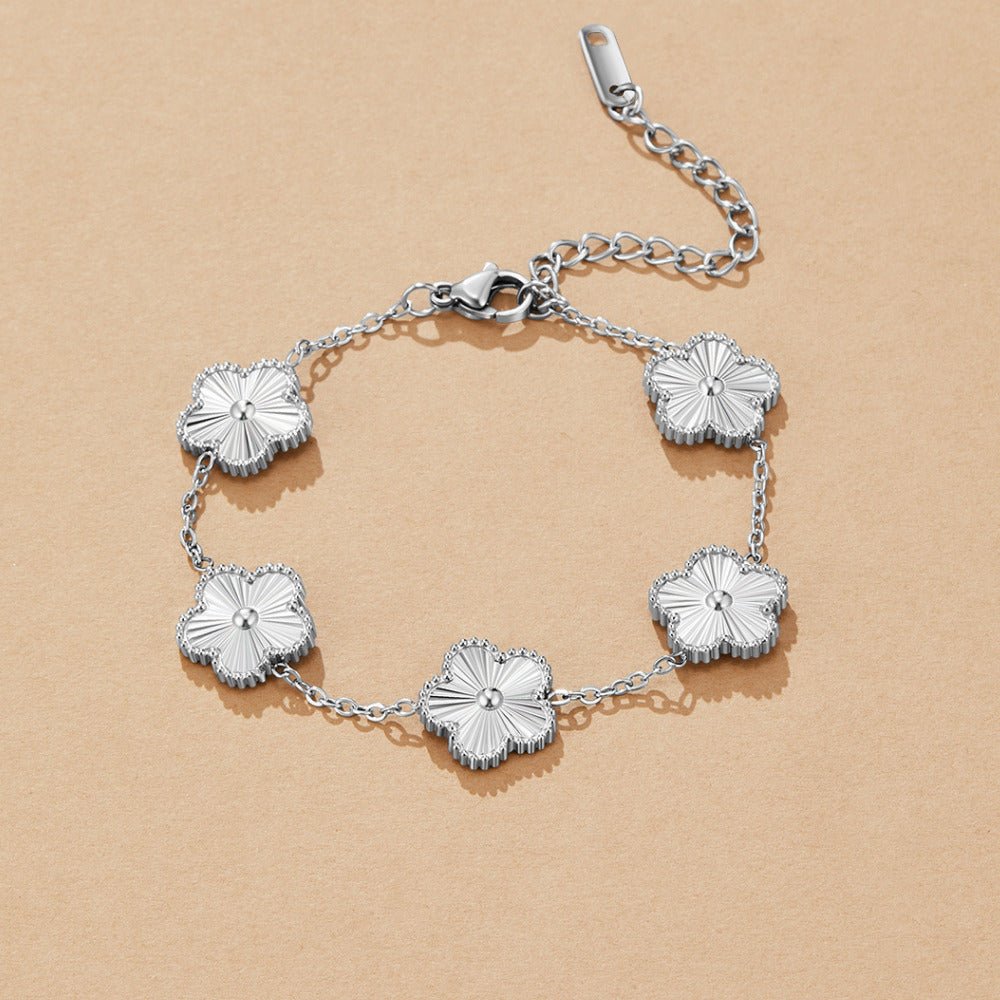 Small Clover Charm Silver-Tone Chain Bracelet