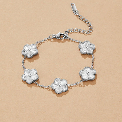 Small Clover Charm Silver-Tone Chain Bracelet