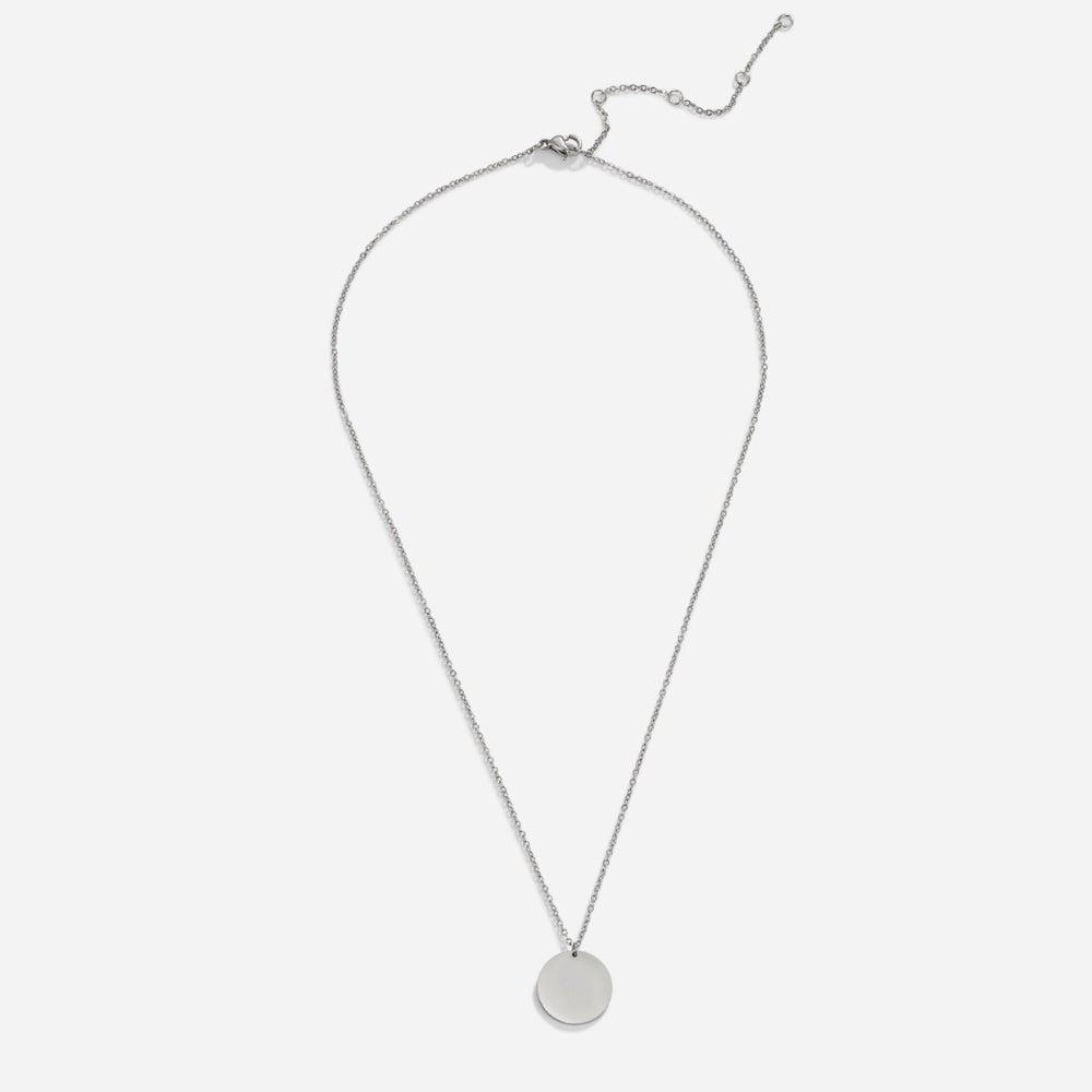 Plain Coin Medallion Silver-Tone Necklace