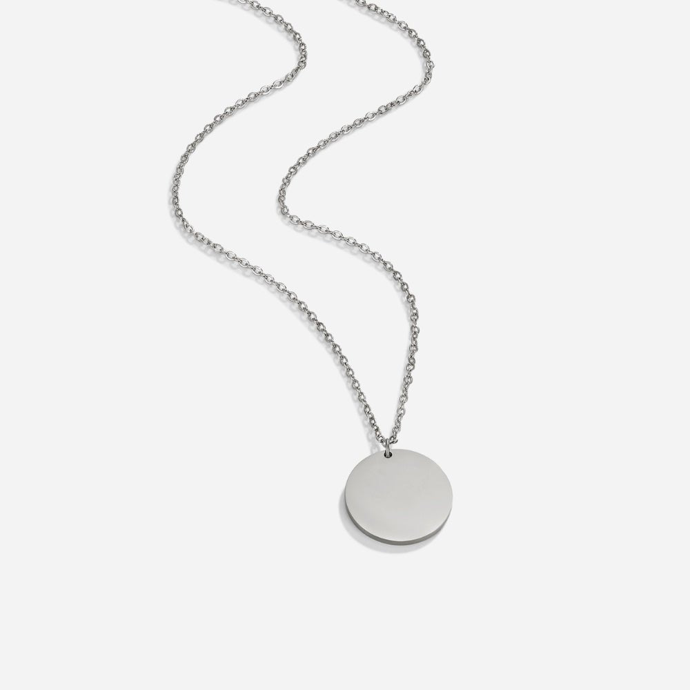 Plain Coin Medallion Silver-Tone Necklace