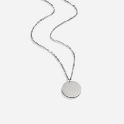 Plain Coin Medallion Silver-Tone Necklace