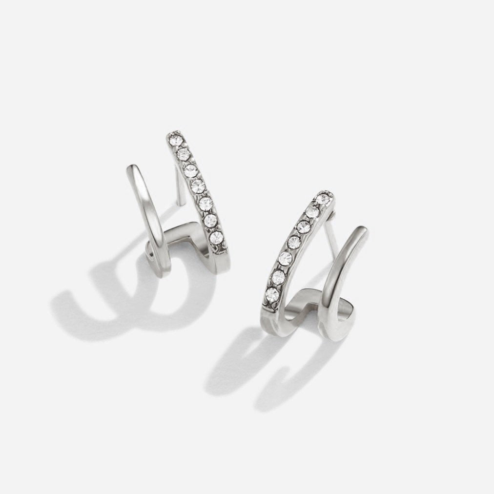 Sculpted Crystal Claw Earrings in Silver-Tone