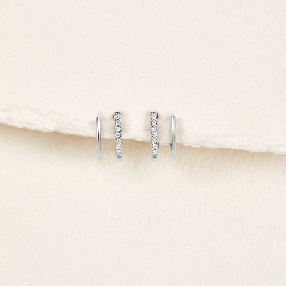 Sculpted Crystal Claw Earrings in Silver-Tone