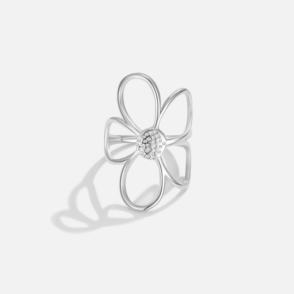 Daisy Petal Silver-Tone Slim Everyday Ring