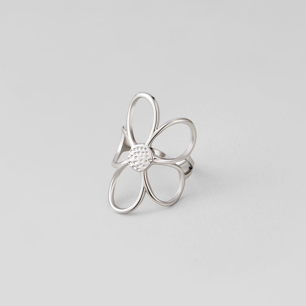 Daisy Petal Silver-Tone Slim Everyday Ring