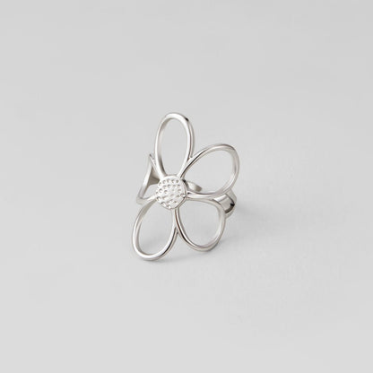 Daisy Petal Silver-Tone Slim Everyday Ring